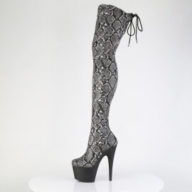 Pleaser ADORE-3008SP-BT Plateau Overknee Stiefel Snakeprint Schwarz Weiß EU-39 / US-9