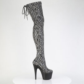 Pleaser ADORE-3008SP-BT Plateau Overknee Stiefel Snakeprint Schwarz Weiß EU-39 / US-9