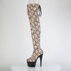 Pleaser ADORE-3008SP-BT Plateau Overknee Stiefel Snakeprint Braun EU-38 / US-8
