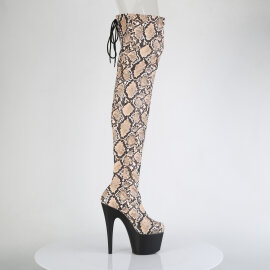 Pleaser ADORE-3008SP-BT Plateau Overknee Stiefel Snakeprint Braun EU-38 / US-8