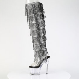 Pleaser ADORE-3019C-RSF Plateau Overknee Stiefel Clear Clear Strass Schwarz EU-36 / US-6