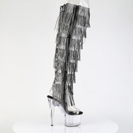 Pleaser ADORE-3019C-RSF Plateau Overknee Stiefel Clear Clear Strass Schwarz EU-36 / US-6