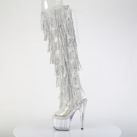 Pleaser ADORE-3019C-RSF Plateau Overknee Stiefel Clear Clear Strass Silber EU-41 / US-11
