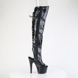 Pleaser ADORE-3019HWR Plateau Overknee Stiefel Holograma Schwarz EU-38 / US-8