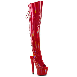 Pleaser ADORE-3019HWR Plateau Overknee Stiefel Holograma Rot EU-38 / US-8