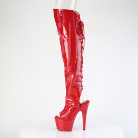 Pleaser ADORE-3019HWR Plateau Overknee Stiefel Holograma Rot EU-38 / US-8