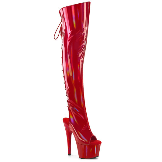Pleaser ADORE-3019HWR Plateau Overknee Stiefel Holograma Rot EU-42 / US-12
