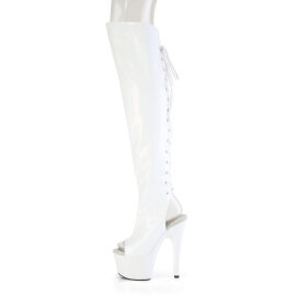 Pleaser ADORE-3019HWR Plateau Overknee Stiefel Holograma Weiß EU-44 / US-14