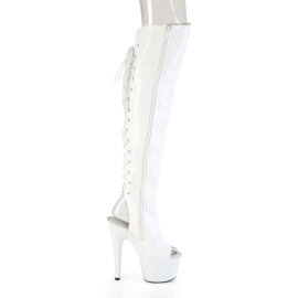 Pleaser ADORE-3019HWR Plateau Overknee Stiefel Holograma Weiß EU-44 / US-14