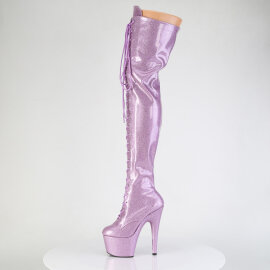 Pleaser ADORE-3020GP Plateau Overknee Stiefel Lack Glitter Lila EU-37 / US-7