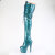 Pleaser ADORE-3020GP Plateau Overknee Stiefel Lack Glitter Grün Blau EU-35 / US-5