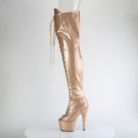 Pleaser ADORE-3021GP Plateau Overknee Stiefel Lack Glitter Gold EU-42 / US-12
