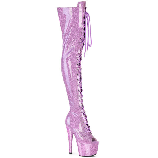 Pleaser ADORE-3021GP Plateau Overknee Stiefel Lack Glitter Lila EU-38 / US-8