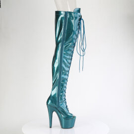 Pleaser ADORE-3021GP Plateau Overknee Stiefel Lack Glitter Grün Blau EU-35 / US-5