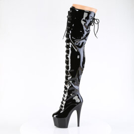 Pleaser ADORE-3022 Plateau Overknee Stiefel Lack Schwarz EU-35 / US-5