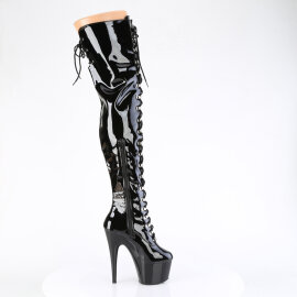 Pleaser ADORE-3022 Plateau Overknee Stiefel Lack Schwarz EU-36 / US-6