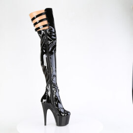 Pleaser ADORE-3055 Plateau Overknee Stiefel Lack Schwarz EU-37 / US-7