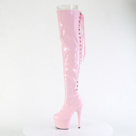 Pleaser ADORE-3063 Plateau Overknee Stiefel Lack Glitter Pink EU-35 / US-5