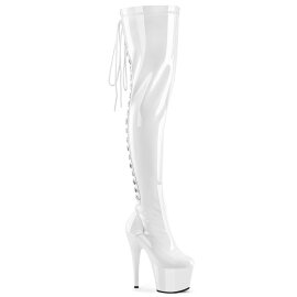 Pleaser ADORE-3063 Plateau Overknee Stiefel Weiß...