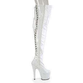Pleaser ADORE-3063 Plateau Overknee Stiefel Weiß EU-43 / US-13