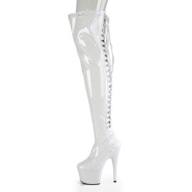Pleaser ADORE-3063 Plateau Overknee Stiefel Weiß EU-41 / US-11