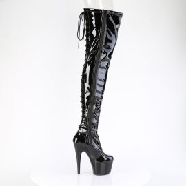 Pleaser ADORE-3850 Plateau Overknee Stiefel Lack Schwarz EU-36 / US-6