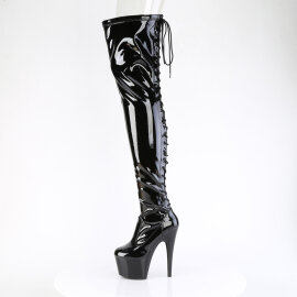 Pleaser ADORE-3850 Plateau Overknee Stiefel Lack Schwarz EU-38 / US-8