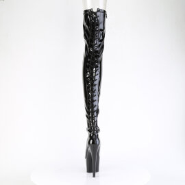 Pleaser ADORE-3850 Plateau Overknee Stiefel Lack Schwarz EU-41 / US-11
