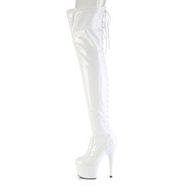 Pleaser ADORE-3850 Plateau Overknee Stiefel Lack Weiß EU-38 / US-8