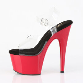 Pleaser ADORE-708 Plateau Sandaletten Clear Rot EU-39 / US-9