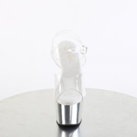 Pleaser ADORE-708 Plateau Sandaletten Chrom Clear Silber...