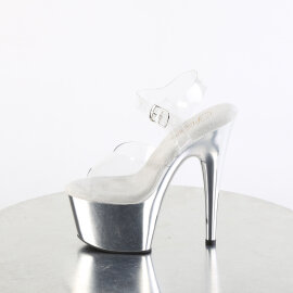 Pleaser ADORE-708 Plateau Sandaletten Chrom Clear Silber EU-44 / US-14