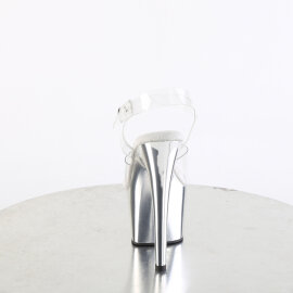 Pleaser ADORE-708 Plateau Sandaletten Chrom Clear Silber EU-44 / US-14