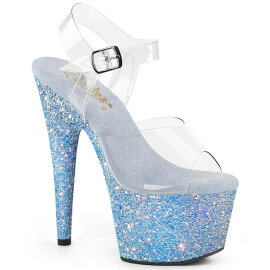 Pleaser ADORE-708LG Plateau Sandaletten Clear Glitter...