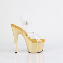 Pleaser ADORE-708LQ Plateau Sandaletten Clear Holograma Gold EU-36 / US-6