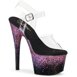 Pleaser ADORE-708SS Plateau Sandaletten Clear Glitter Lila EU-35 / US-5