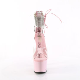 Pleaser ADORE-724RS Plateau Sandaletten Clear Strass Pink EU-38 / US-8