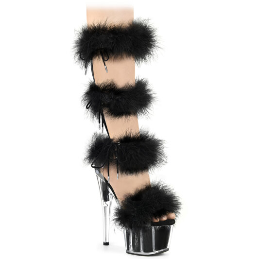 Pleaser ADORE-728F Plateau Sandaletten Clear Schwarz EU-36 / US-6