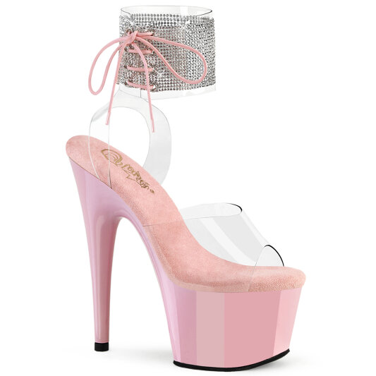 Pleaser ADORE-791-2RS Plateau Sandaletten Clear Strass Pink EU-38 / US-8