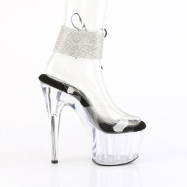 Pleaser ADORE-791-2RS Plateau Sandaletten Clear Strass Schwarz EU-41 / US-11