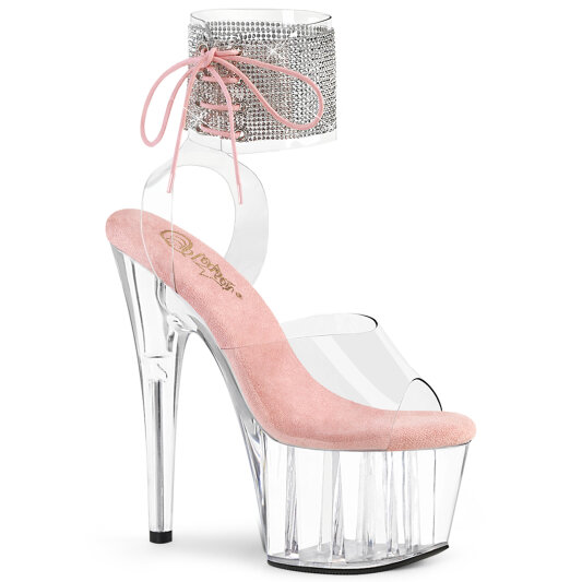 Pleaser ADORE-791-2RS Plateau Sandaletten Clear Strass Pink Transparent EU-35 / US-5