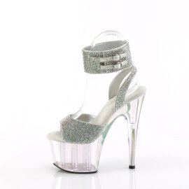 Pleaser ADORE-791HTRS Plateau Sandaletten Holograma Strass Silber EU-35 / US-5