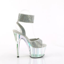 Pleaser ADORE-791HTRS Plateau Sandaletten Holograma Strass Silber EU-35 / US-5