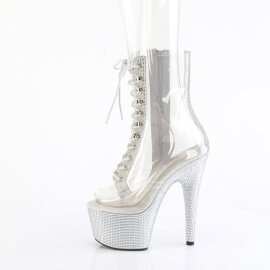 Pleaser BEJEWELED-1021C-2 Plateau Stiefeletten Clear Strass Silber Transparent EU-38 / US-8