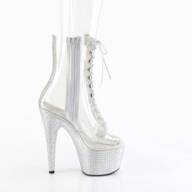 Pleaser BEJEWELED-1021C-2 Plateau Stiefeletten Clear Strass Silber Transparent EU-38 / US-8