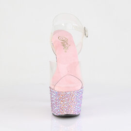 Pleaser BEJEWELED-708MS Plateau Sandaletten Clear Strass Pink EU-35 / US-5