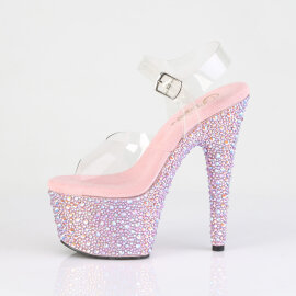 Pleaser BEJEWELED-708MS Plateau Sandaletten Clear Strass Pink EU-35 / US-5