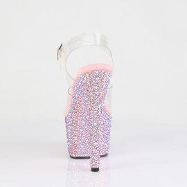 Pleaser BEJEWELED-708MS Plateau Sandaletten Clear Strass Pink EU-35 / US-5