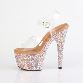 Pleaser BEJEWELED-708MS Plateau Sandaletten Clear Strass Gold EU-42 / US-12