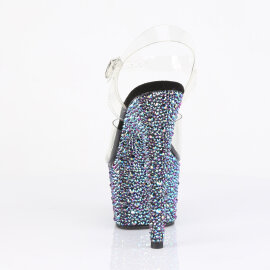 Pleaser BEJEWELED-708MS Plateau Sandaletten Clear Strass Schwarz EU-36 / US-6